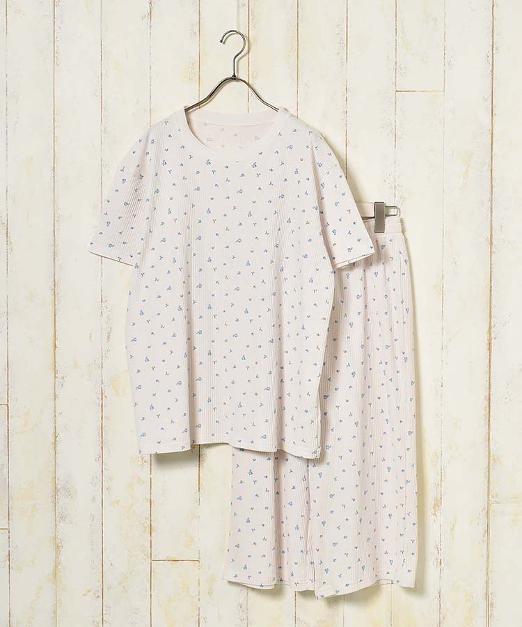 ≪SALE≫フラワーワッフルルームウェア上下セット
