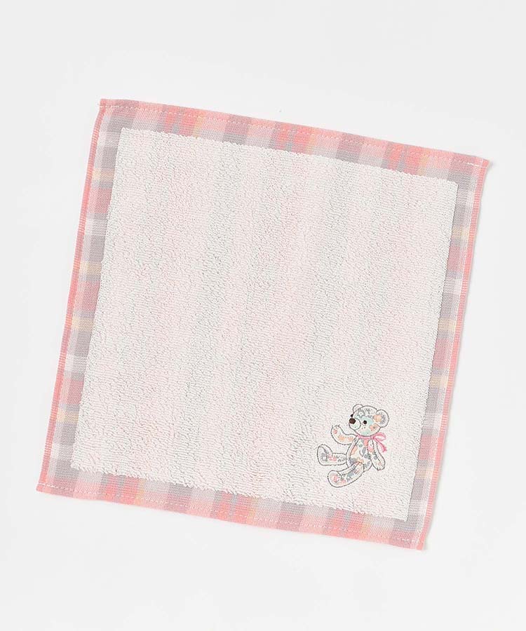 リバティプリントベアアップリケチェックハンカチ