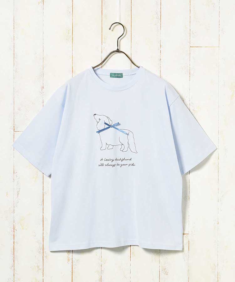 le petaleダックス刺繍リボンTシャツ