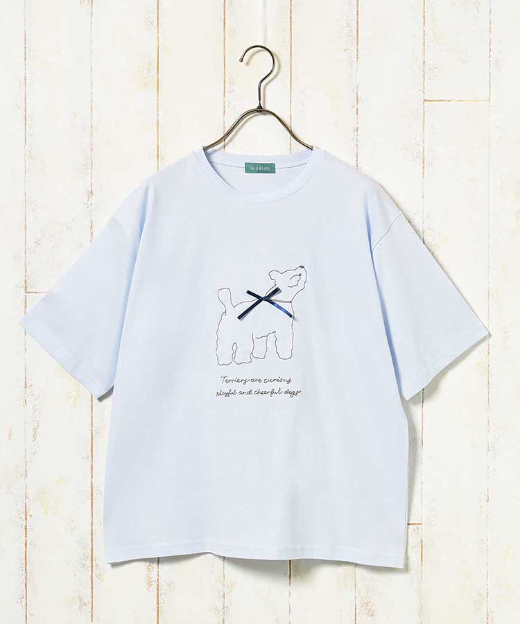 le petaleテリア刺繍リボンTシャツ