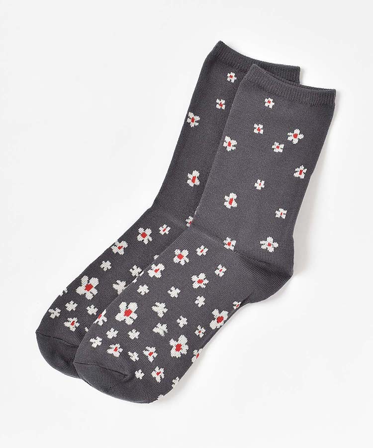 吸湿発熱小花柄ソックス
