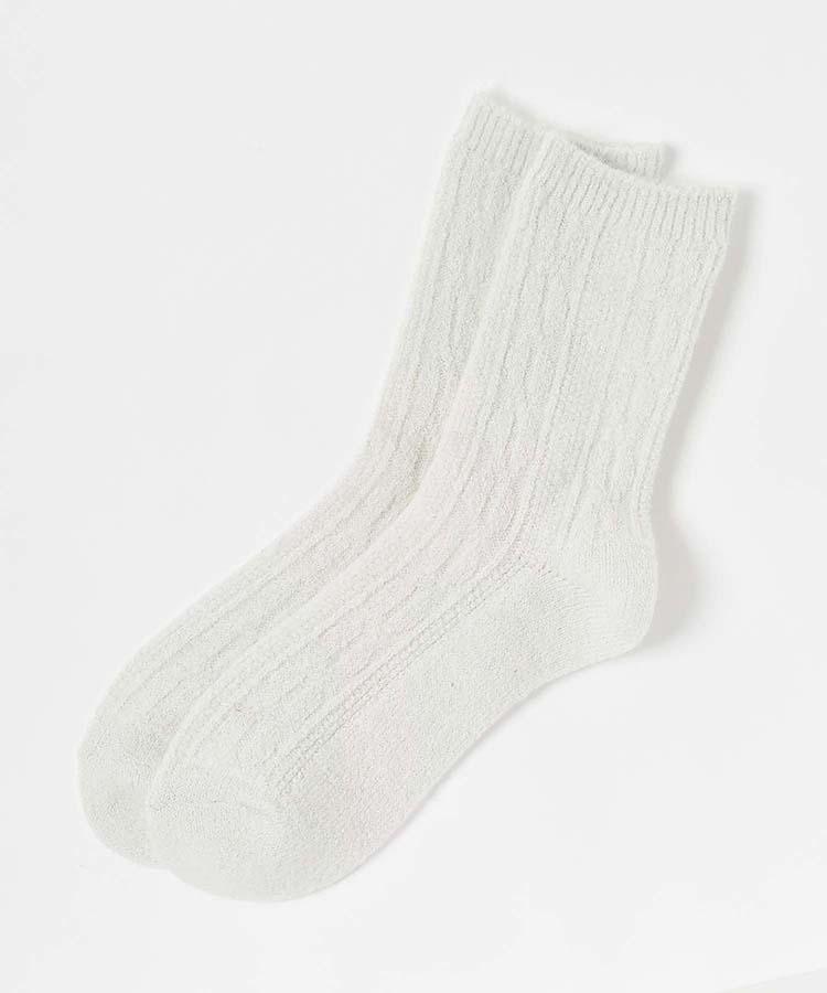ソフトタッチ縄柄クルーソックス