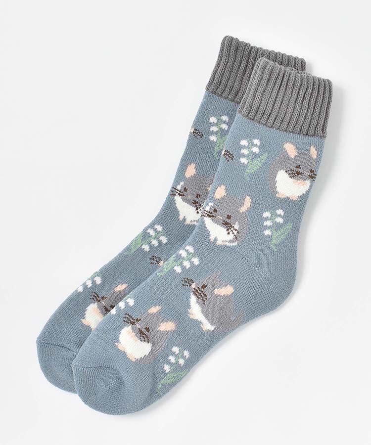 チンチラ裏起毛クルーソックス