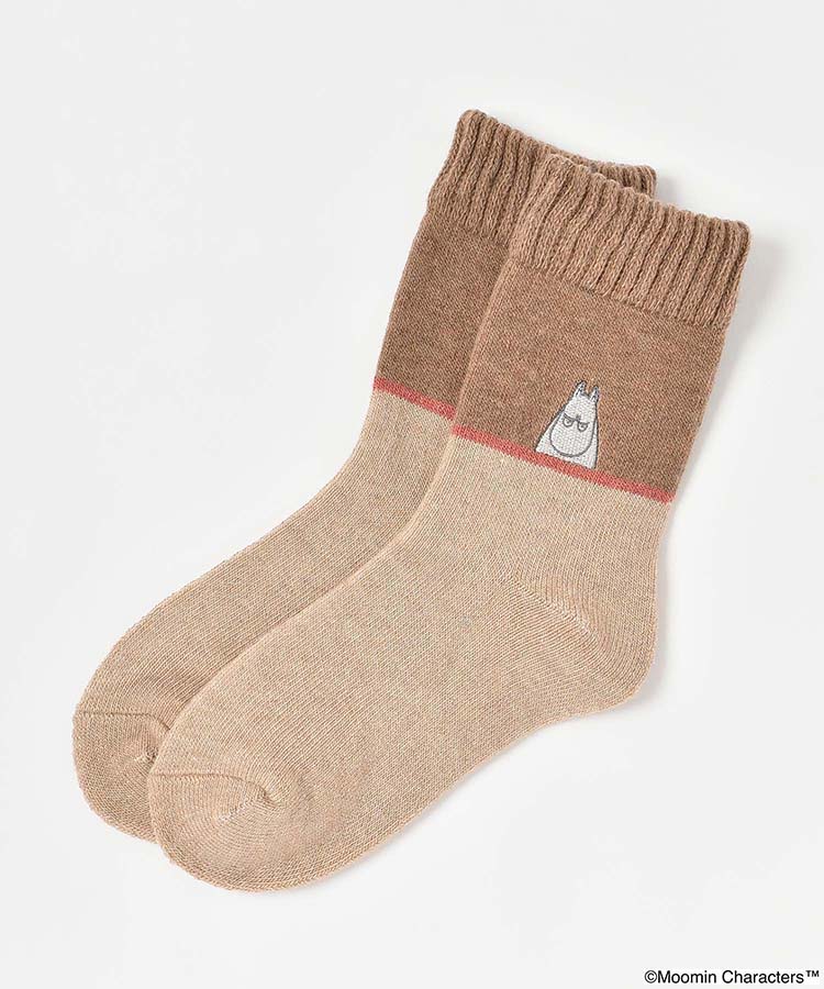 怒りムーミン刺繍切替ルームソックス