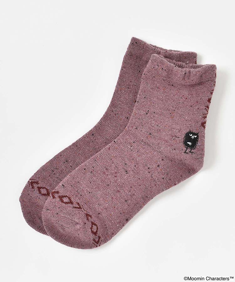 スティンキー刺繍ネップロークルーソックス