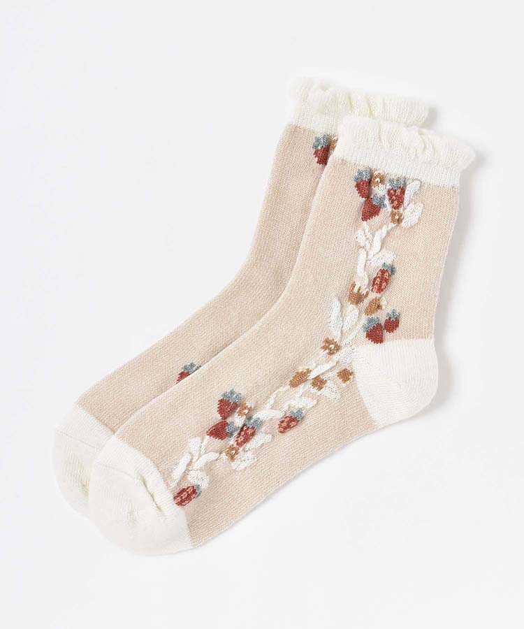 やわらかWゆったりイチゴロークルーソックス