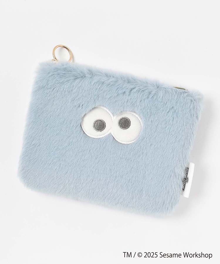SESAME STREET FACE FURミニフラットポーチ