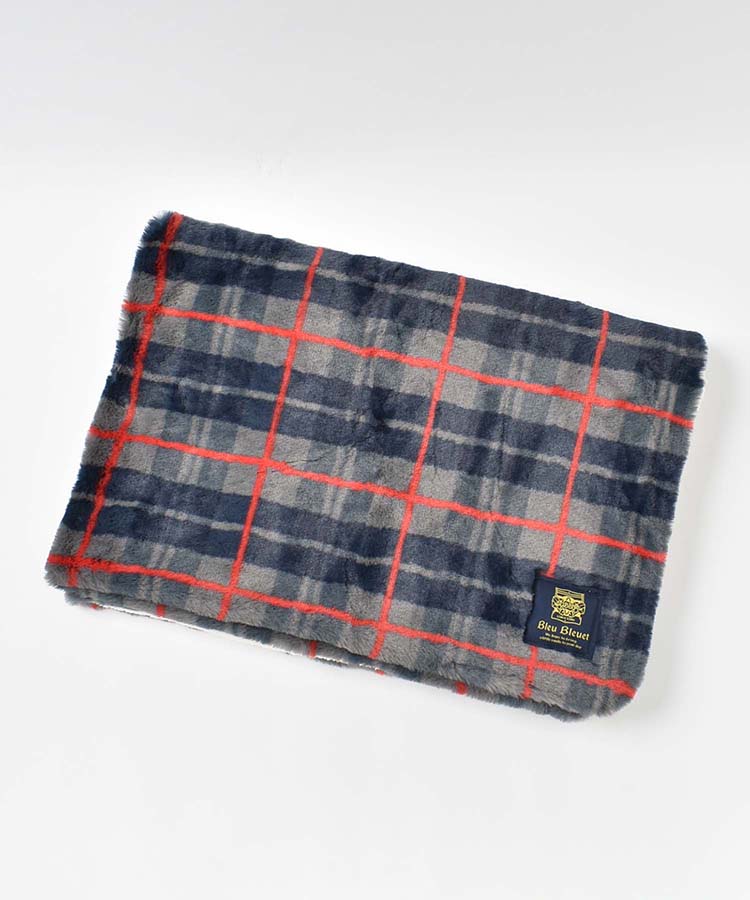 チェック柄エコファー裏ボアブランケット