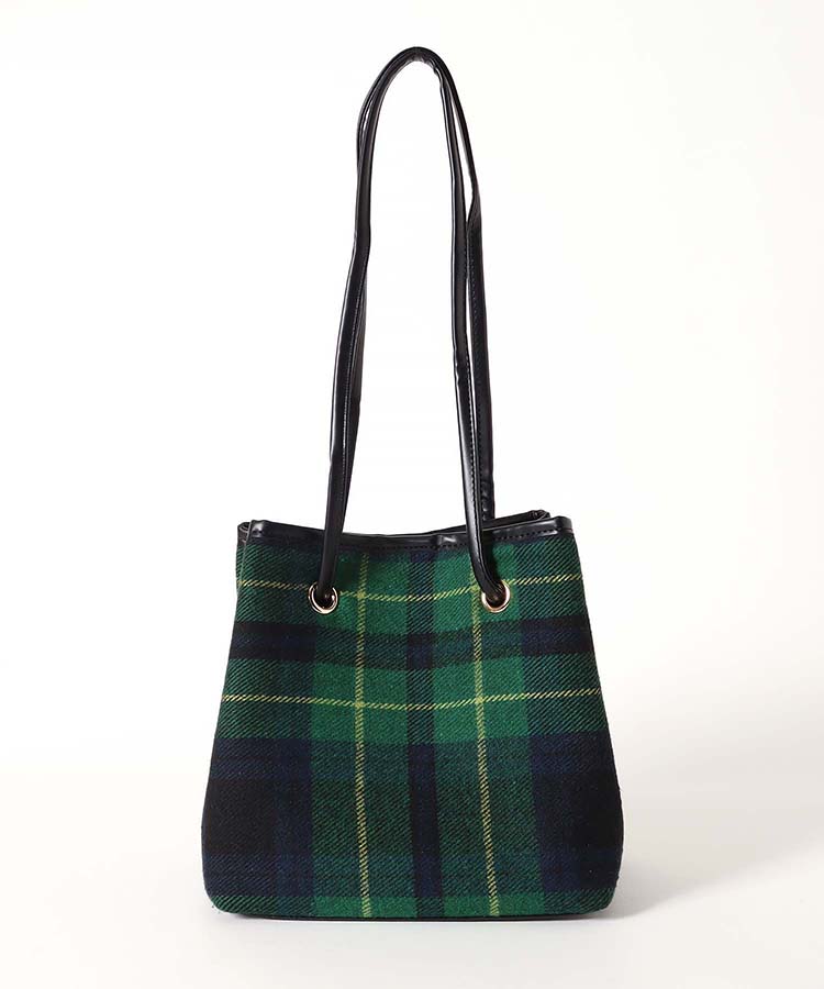 コージーチェック巾着バッグ