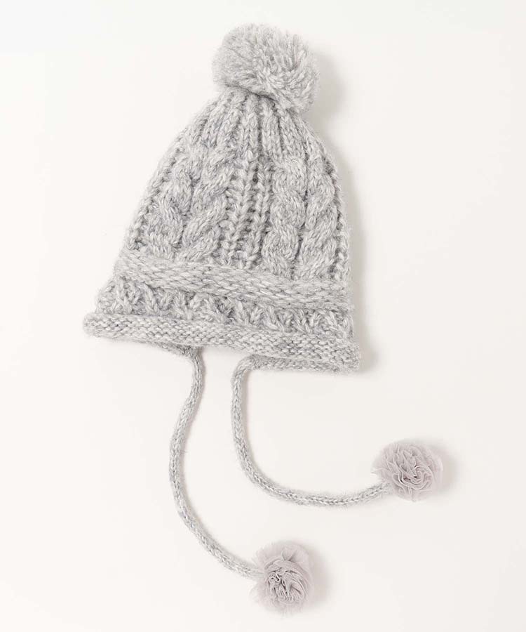 バックスリット裏ボアぽんぽんニット帽