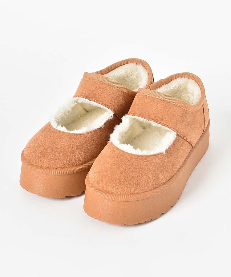 撥水厚底ムートンメリージェーン