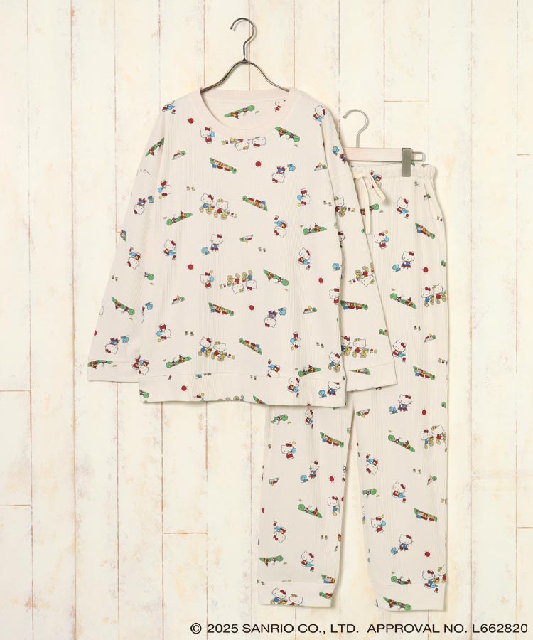 ハローキティワッフルルームウェア上下セット ハローキティ ハローキティワッフルルームウェア上下セット ハローキティ