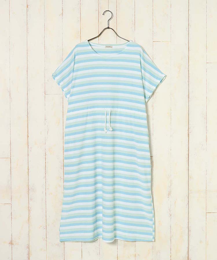 ≪SALE≫パイルボーダールームワンピ