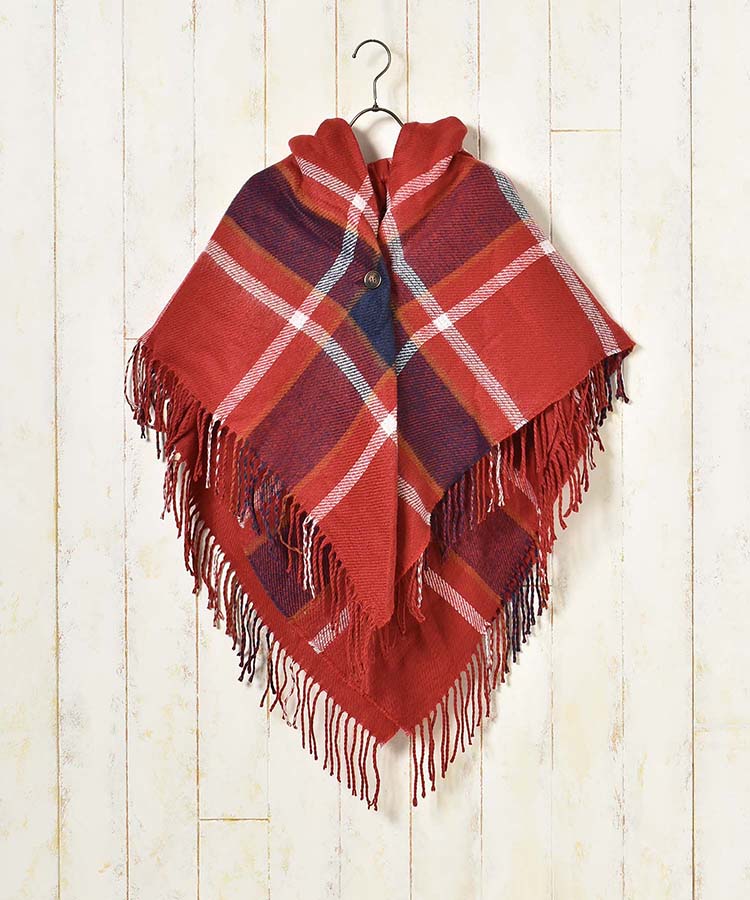 チェックギャザーポンチョ