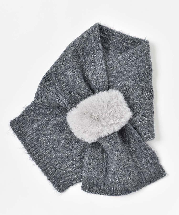 ニットファー差し込みマフラー