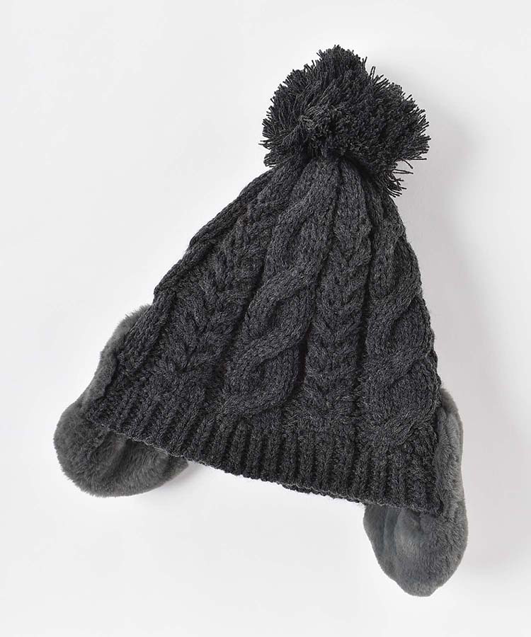 ファー付耳あてニット帽