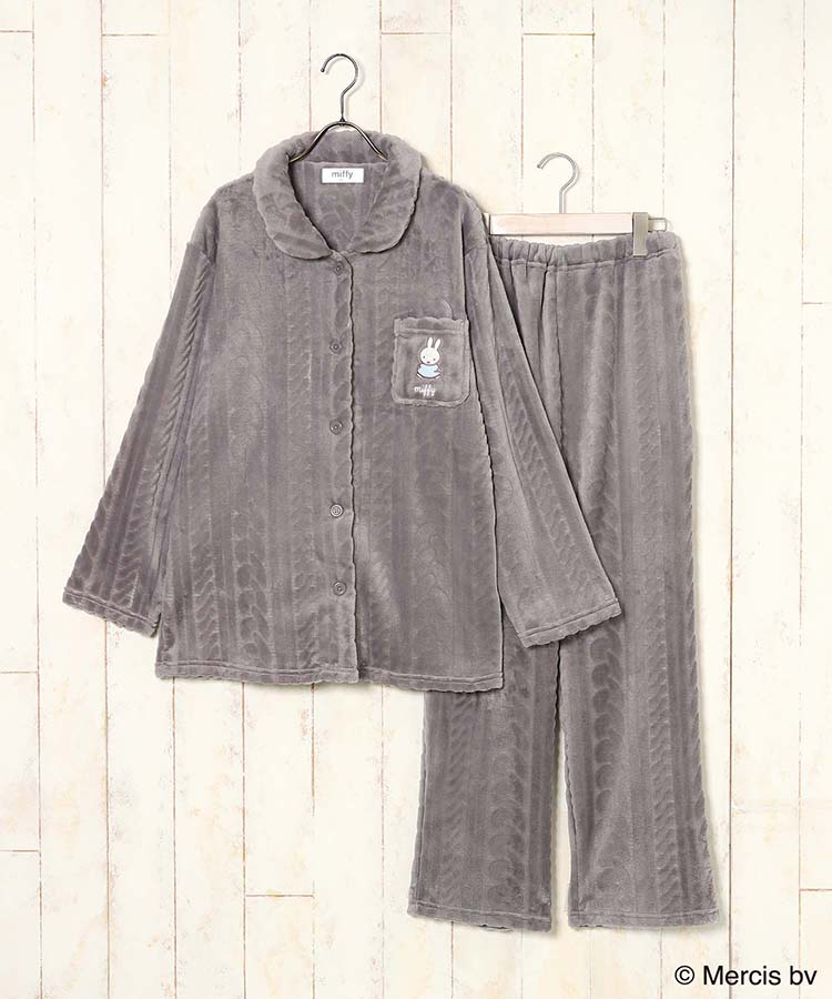 ミッフィーロープ柄前開きパジャマ上下セット