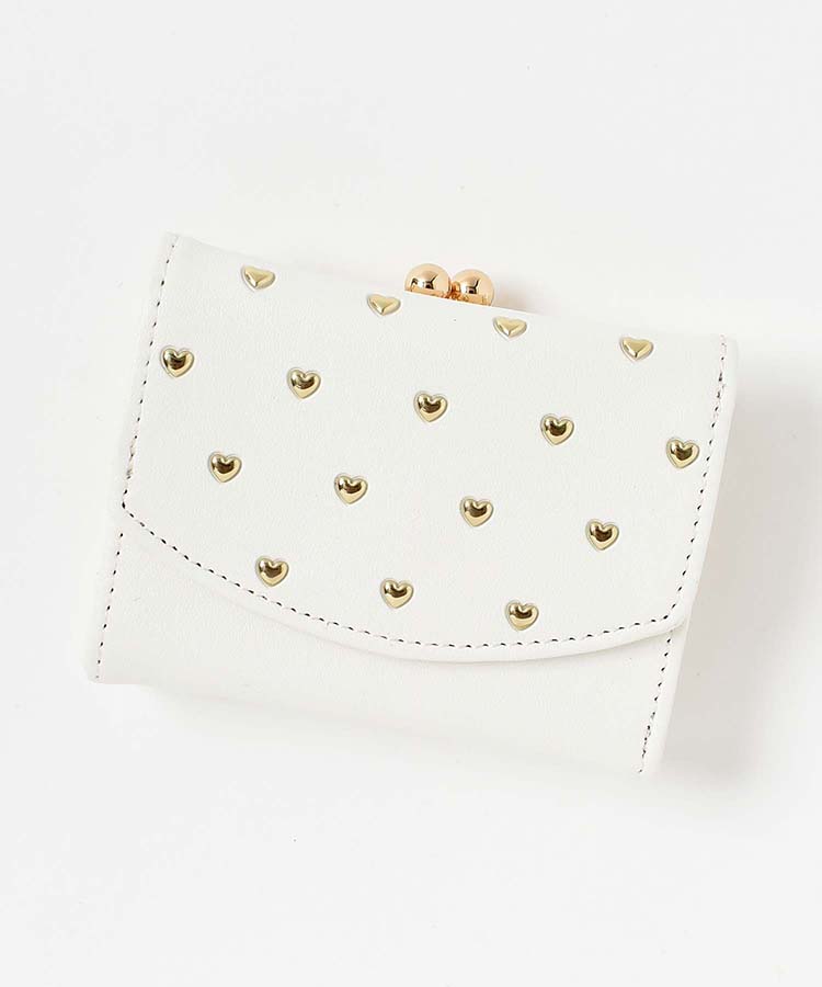 プチハート刺繍二つ折りがま口財布