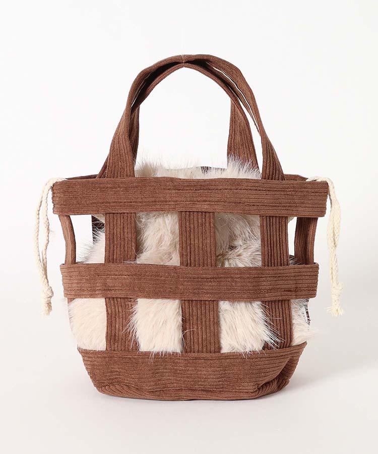 コーデュロイバスケットバッグ