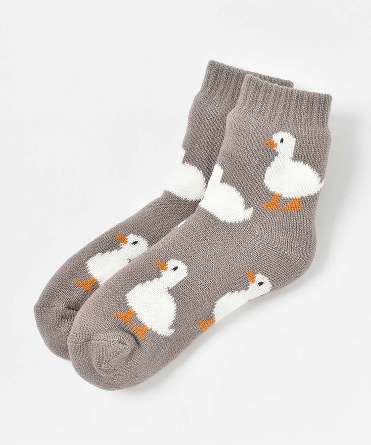 アヒル総柄裏ボアソックス