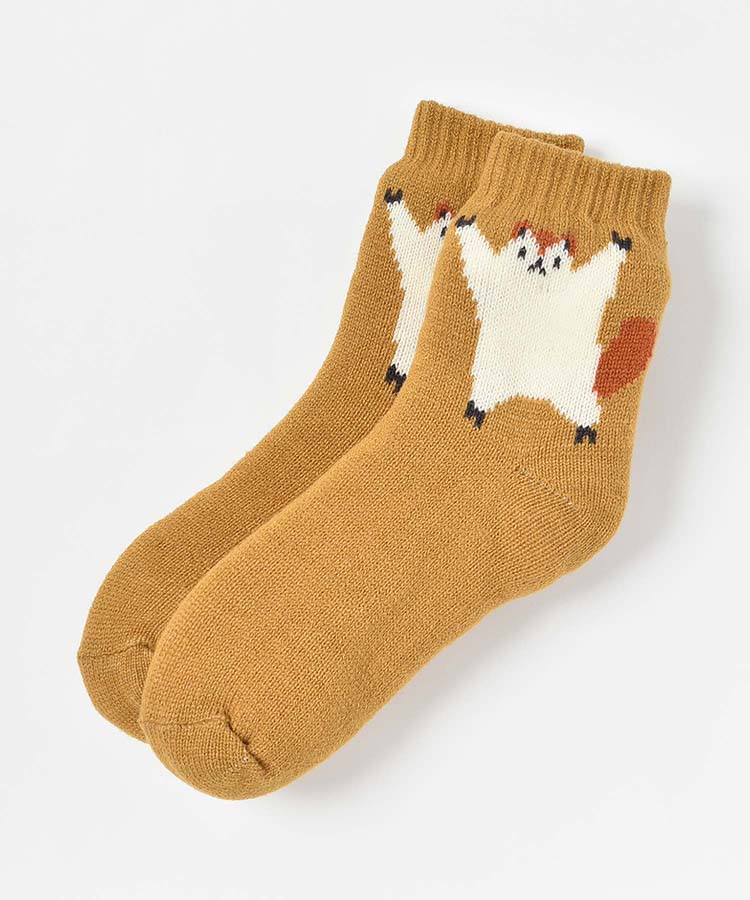 モモンガワンポイント裏ボアソックス