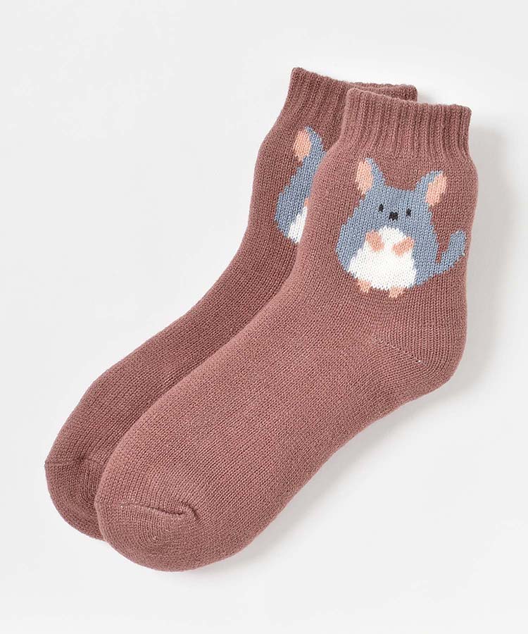 チンチラワンポイント裏ボアソックス