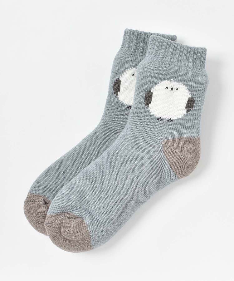 シマエナガワンポイント裏ボアソックス