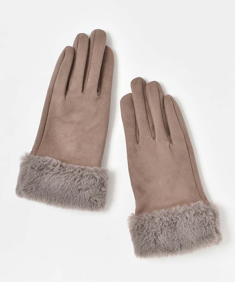 フェイクスエード指フードファーグローブ