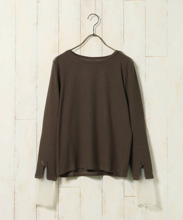 ≪SALE≫【WEB限定】袖スリットチュールカットトップス
