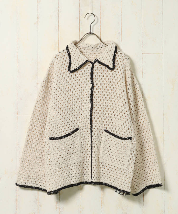 ≪SALE≫【WEB限定】クロシェシャツカラートップス