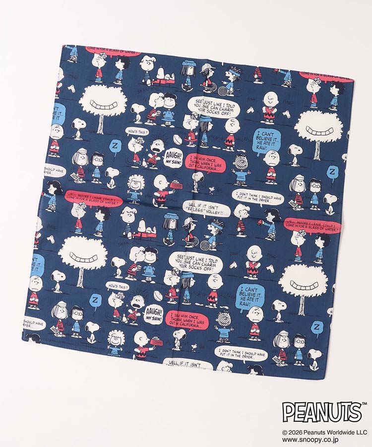 PEANUTSスクロールイラストプリントハンカチ