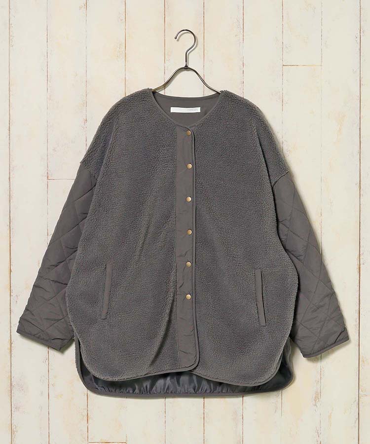 ボア切り替えキルティングコート