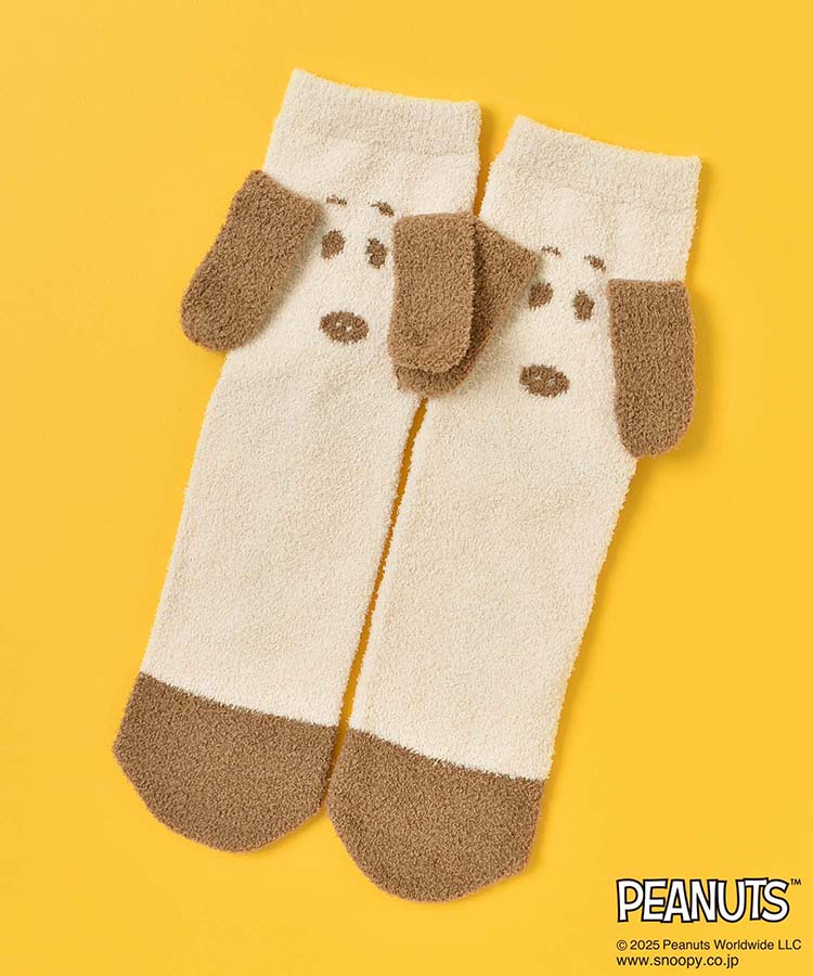 スヌーピーモコモコ顔つきソックス