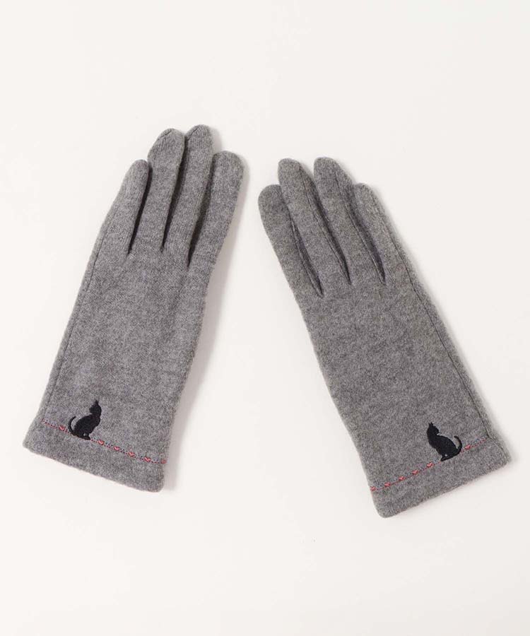 指フードキャット刺繍グローブ