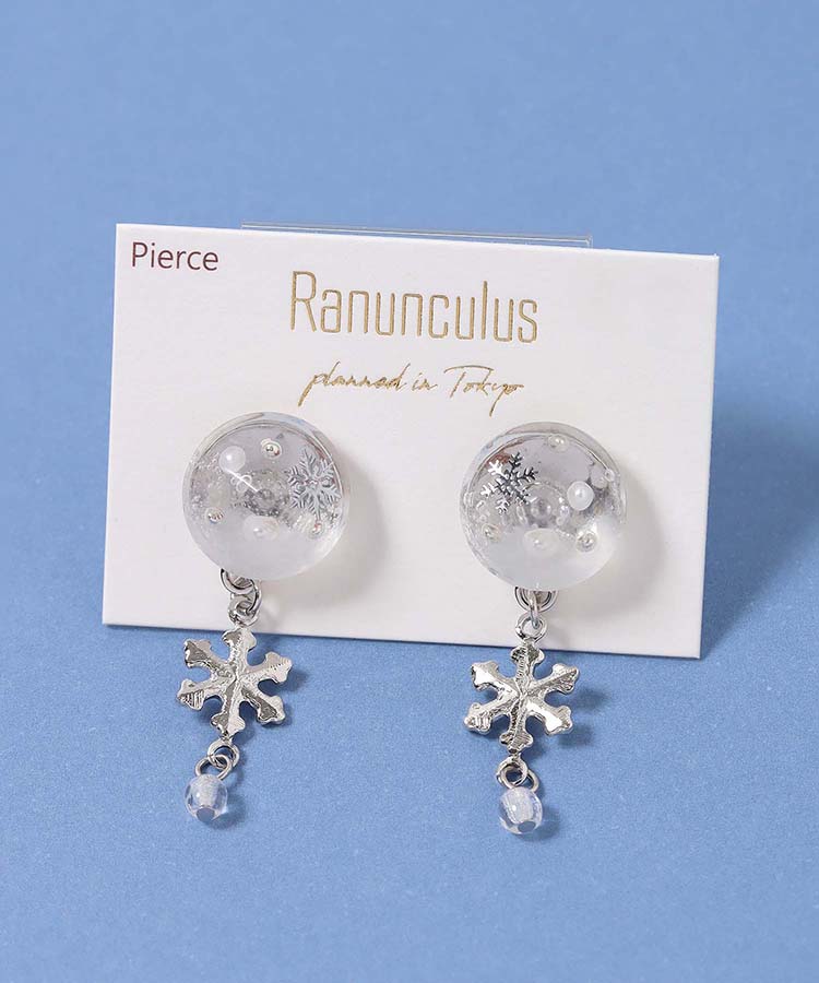 スノーフレーク封入ピアス