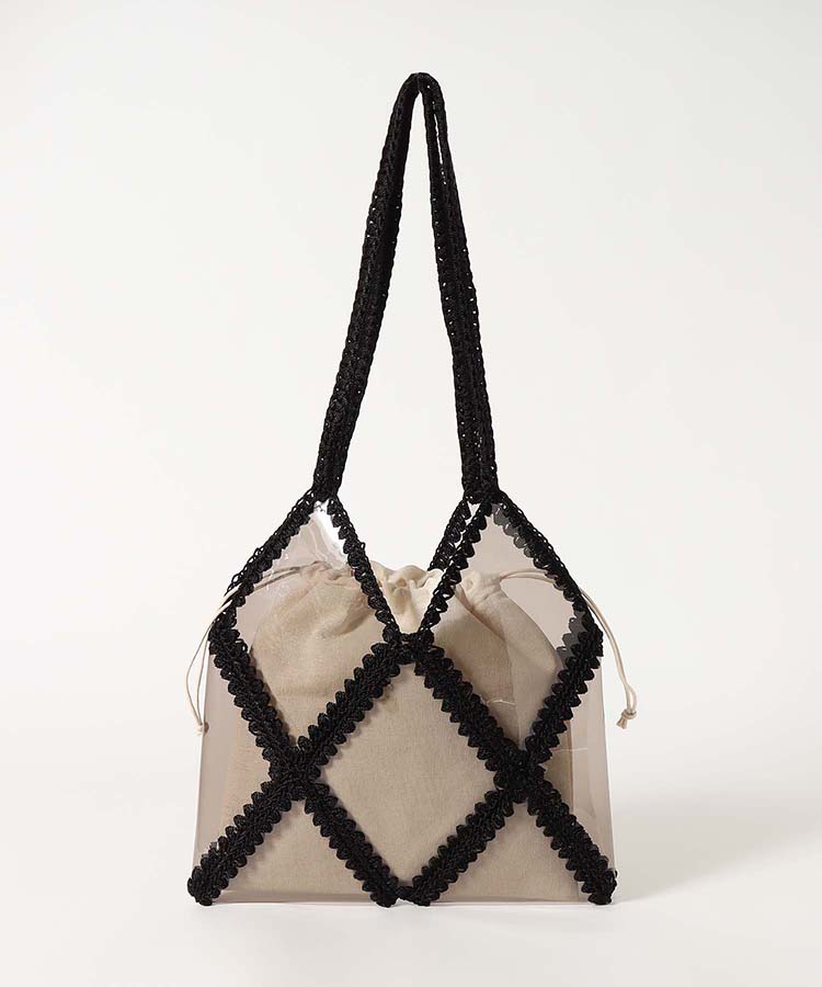 クロシェ編みクリアビニールトートバッグ