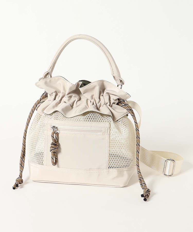 メッシュ2WAYナイロン巾着トート