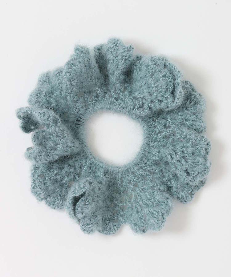 モヘアクロシェ編みシュシュ