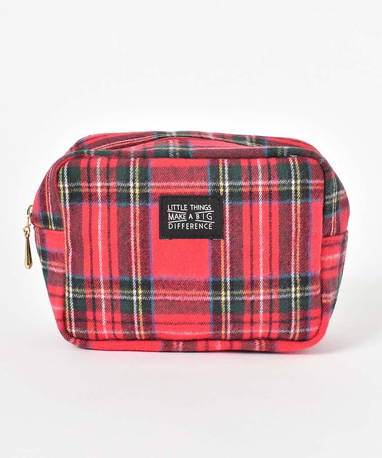 起毛チェック柄スクエアポーチ