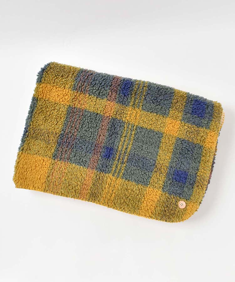 ボアチェックブランケット