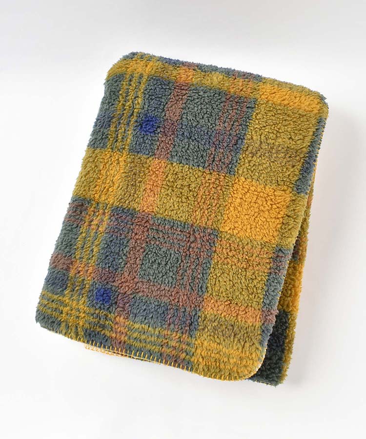 ボアチェックブランケットL