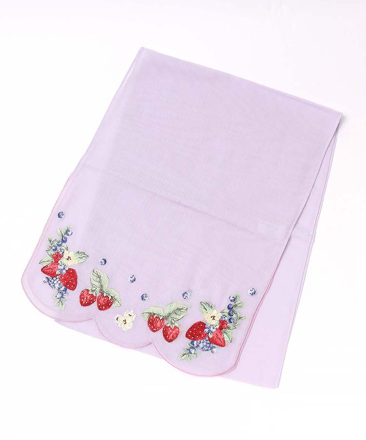 スカラップ刺繍フルーツ柄ストール