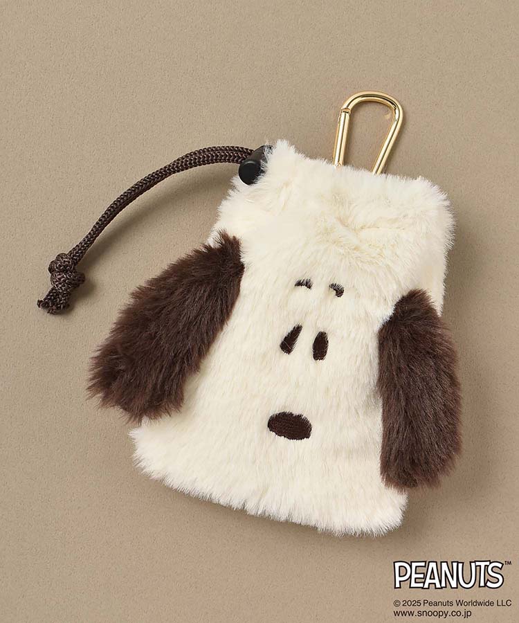 PEANUTS SNOOPYカラビナ付きふわふわフェイス巾着