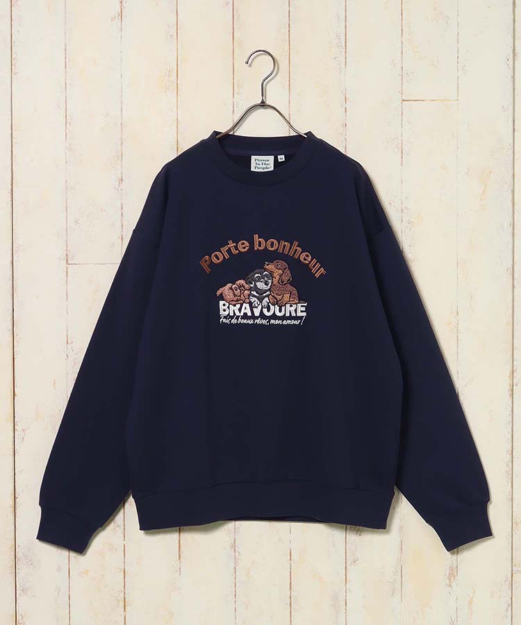 イヌネコ刺繍スウェット