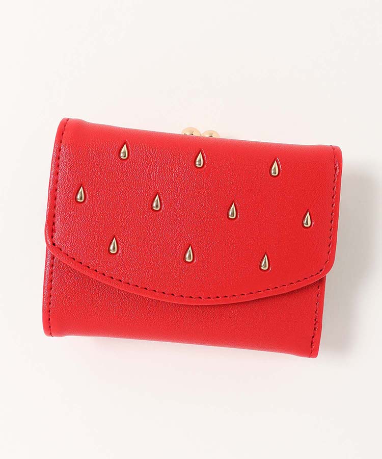 いちごがま口折財布