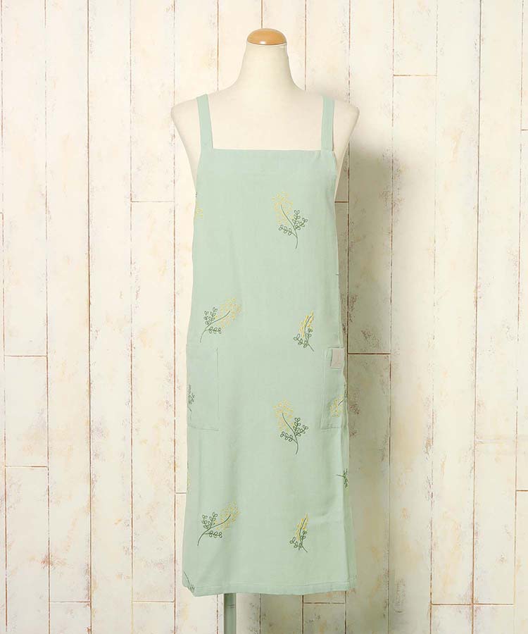 ミモザ刺繍エプロン