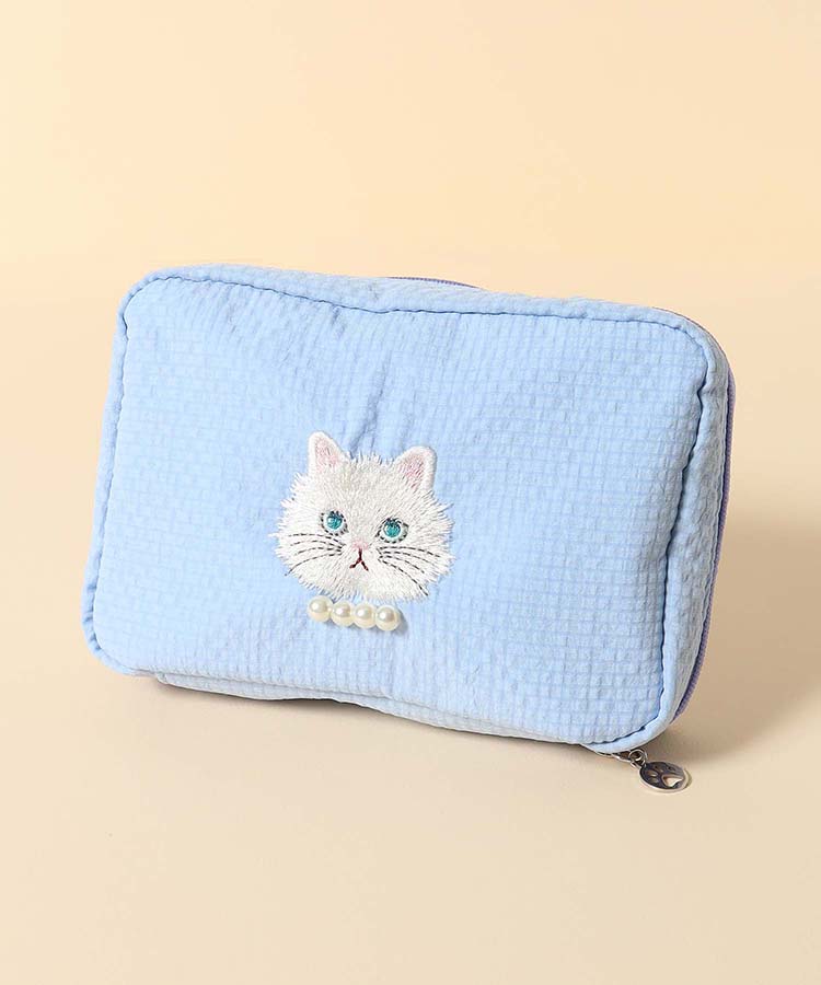 キャットパール多ポケットリップルポーチ