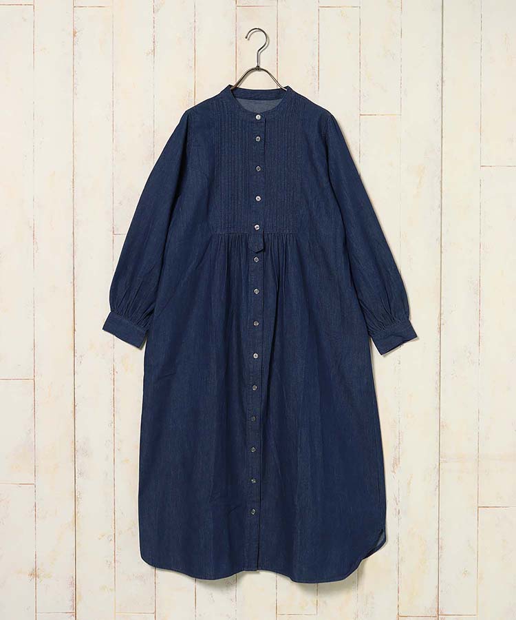 ピンタックデニムワンピース