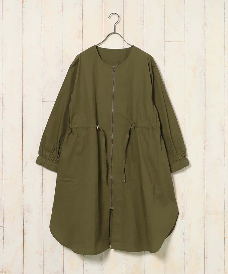 ノーカラーロングコート