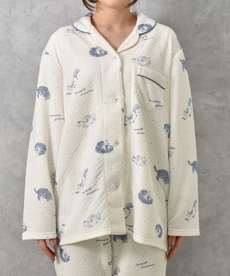 ねこ柄キルトパジャマ上下セット